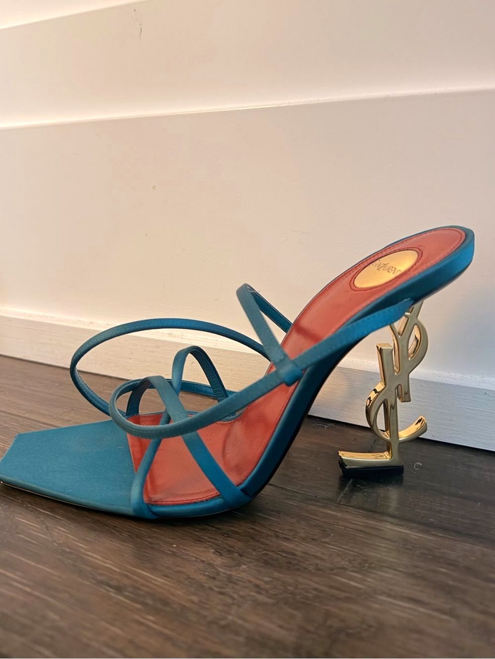YSL SAINT LAURENT Gorgeous Logo Opyum Heeled Sandals NEW Return 38.5 $1,395!! - Picture 5 of 15